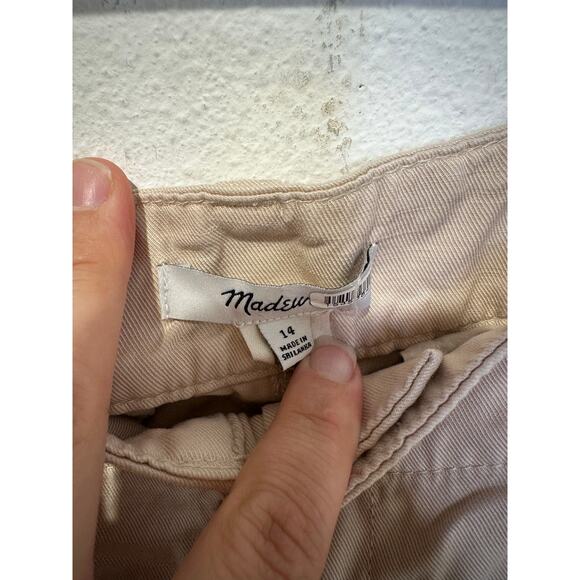 Madewell Beige Tan Relaxed Button Front Relaxed Fit Wide-Leg Pants Size 14 - Picture 7 of 14